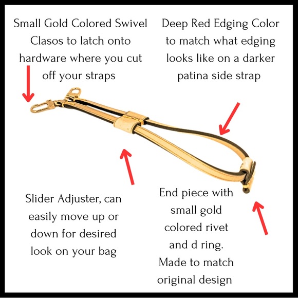 Louis Vuitton Neverfull Vachetta Leather Replacement Side Strap cinches sides - Picture 3 of 10